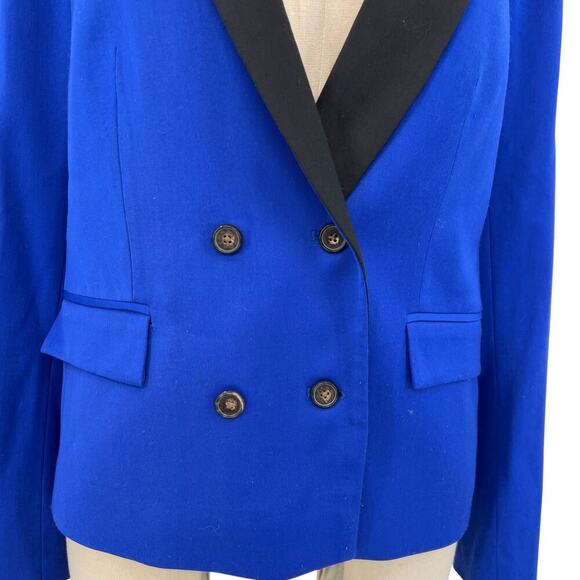 L.A.M.B. Double Breasted Wool Blend Blazer Cobalt Blue Black Size US 6 - Picture 5 of 16